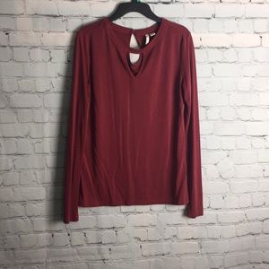 CATOs red keyhole blouse